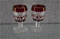 2 Westmoreland Ruby Red & Crystal Goblets