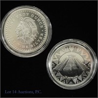 Aztec Calendar 1 oz. Silver Rounds (BU) -2