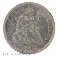 1891 Silver Seated Liberty Dime