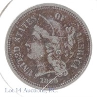 1869 U.S. Nickel Three-Cent (XF Detail)
