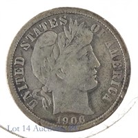 1906-D Silver Barber Dime (XF+?)