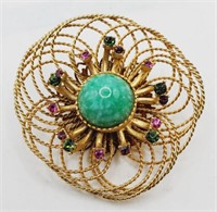 (U) Florenza Goldtone Multi-Crystal Brooch (2"