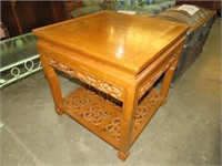 SOLID WOOD CARVED SIDE TABLE