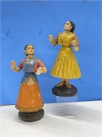 2 antique wood figurines, made to have motion
