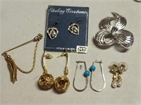 estate earrings & brooch lot sterling too!