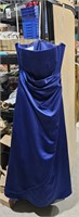 Long Royal Blue Gown w/ Rhinestone Pin sz 12