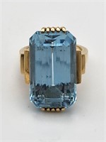 Retro Modern 14k Aquamarine or Blue Topaz Ring