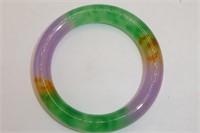 SPINACH GREEN & LAVENDER JADEITE BANGLE BRACELET