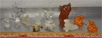 Glass, stone & plastic animal figurines, see pics