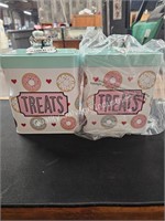 2- tin dog treat containers (display area)