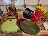 Lot of Baskets, Pitchers, Platters, Funnels & More