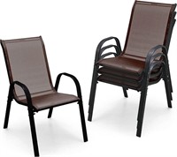 Giantex Set of 4 Patio Chairs - Brown