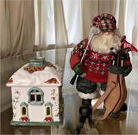 Christmas candle holder and vintage Santa