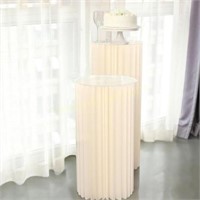 32 Ivory DIY Accordion Cylinder  Pedestal Box