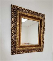 Velvet-Lined Solid Wood Frame Vintage Mirror