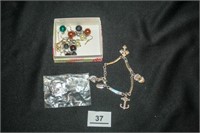 Bracelet; earrings; Watering Can Pin