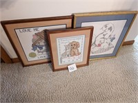 Lot of Cat and Dog Needlepoint Pictures