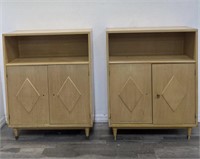 Mid century modern oak two-door cabinets