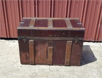 Old Metal Trunk with Wood Bands