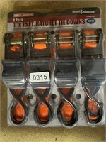 New 4-Pack Ratchet Tie Downs, 15'