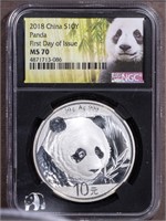 2018 10Y CHINA PANDA MS70 NGC  FIRST DAY OF ISSUE