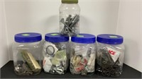 5 containers of mixed screws, nails, hooks,