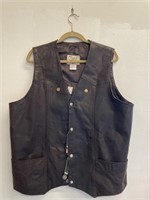 Leather Motorcyle Vest W/ American Flag