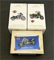Three Harley Davidson Hallmark Ornaments - 2011