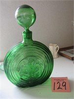 Green Glass Decanter and stopper