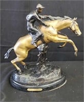 Bronze jumping horse w/ jockey by Antoinie Bofill