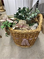 Basket of Faux Flowers & Greenery