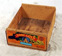 Vintage Lodi Gold Advertising Wood Grape Crate