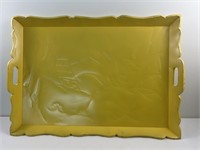 Large wooden yellow Southwestern motif tray