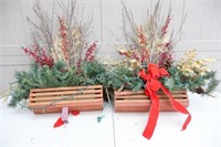 Two Large Artificial Christmas Window Baskets