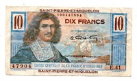 Saint Pierre & Miquelon 10 Francs Note