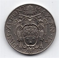 1930 Vatican 2 Lire Coin