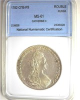 1782-C?? ?? Rouble NNC MS61 Catherine II Russia