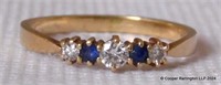 18ct Yellow Gold 1/4ct Diamond & Sapphire Ring.