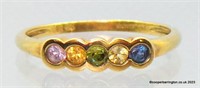 QVC 9ct Gold Five Multicoloured Sapphire Ring