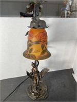 VINTAGE ORNATE BRONZE ART DECO NUDE LAMP SIGNED