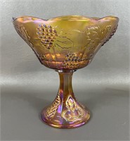 Indiana Glass Marigold Harvest Grape Pedestal Bowl