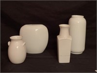 Collection of 4 White Vases