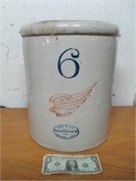 Vintage 6 Gallon Red Wing Crock - As Shown