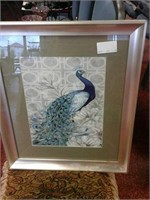 Peacock picture in frame
