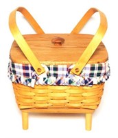 Longaberger Basket with Fabric Lining & Stand