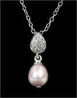 Sterling silver pink freshwater pearl pendant with