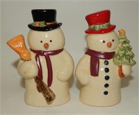 Old-World Antique Finish Christmas Snowman Pair