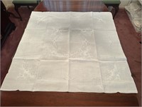 Vintage Square White Embroidered Tablecloth Napkin