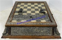 Large Aztec Chess Board (Needs Repair) 23x23x5 in