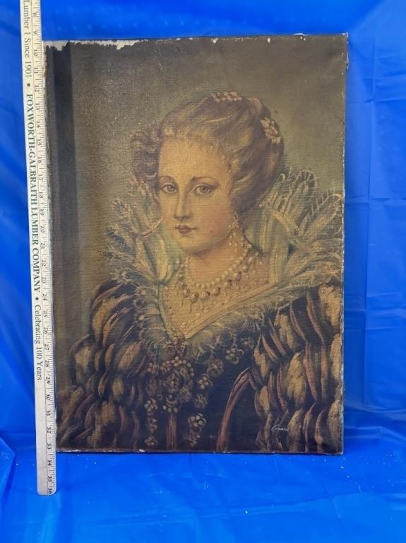 Vintage Signed Oil Painting Portrait